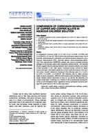 prikaz prve stranice dokumenta Comparison of corrosion behaviour of copper and copper alloys in aqueous chloride solution