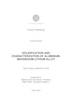prikaz prve stranice dokumenta Solidification and characterization of aluminum-magnesium-lithium alloy