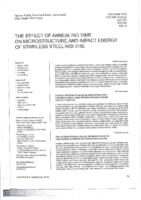 prikaz prve stranice dokumenta The effect of annealing time on microstructure and impact energy of stainless steel AISI 316L